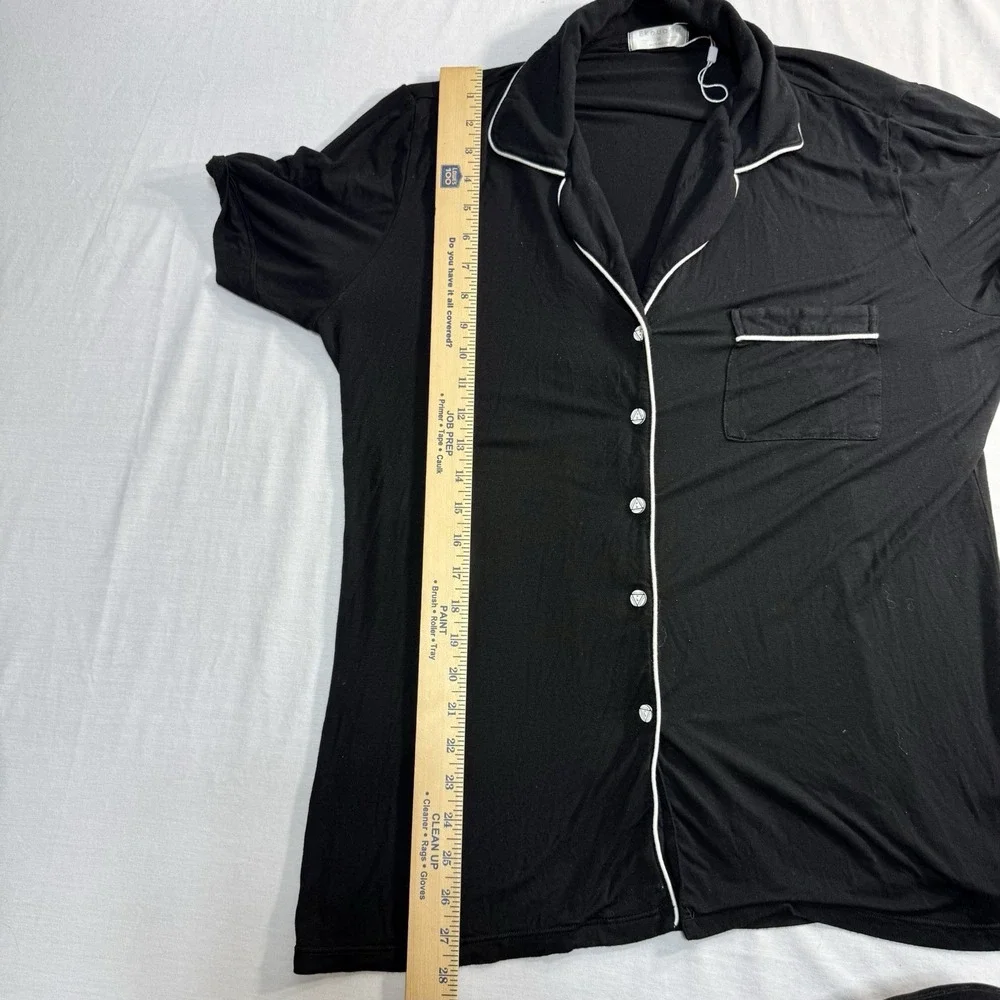 Ekouaer‎ Women's Black Pajamas Shirt Button Front Short Sleeve Size XL